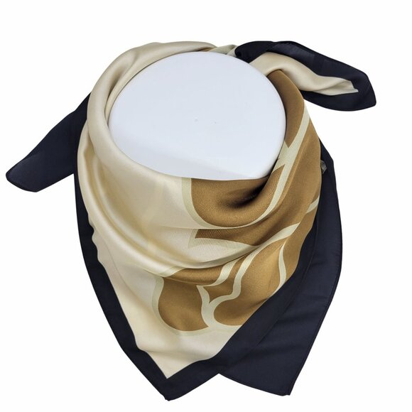 ⭐Silky Square Scarf Elegant Bandana FLORAL Black Brown Luxurious Soft Versatile⭐ - Picture 3 of 5